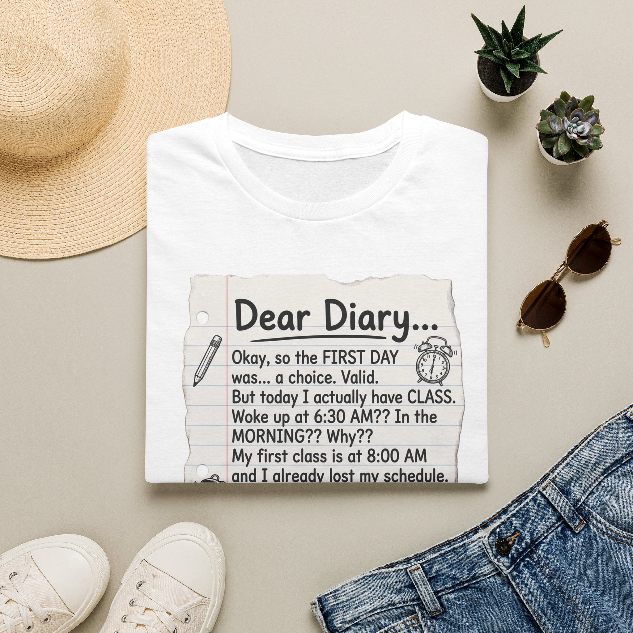 Dear Diary Funny Journal Quote T-Shirt — Back-to-School Student Humor Tee