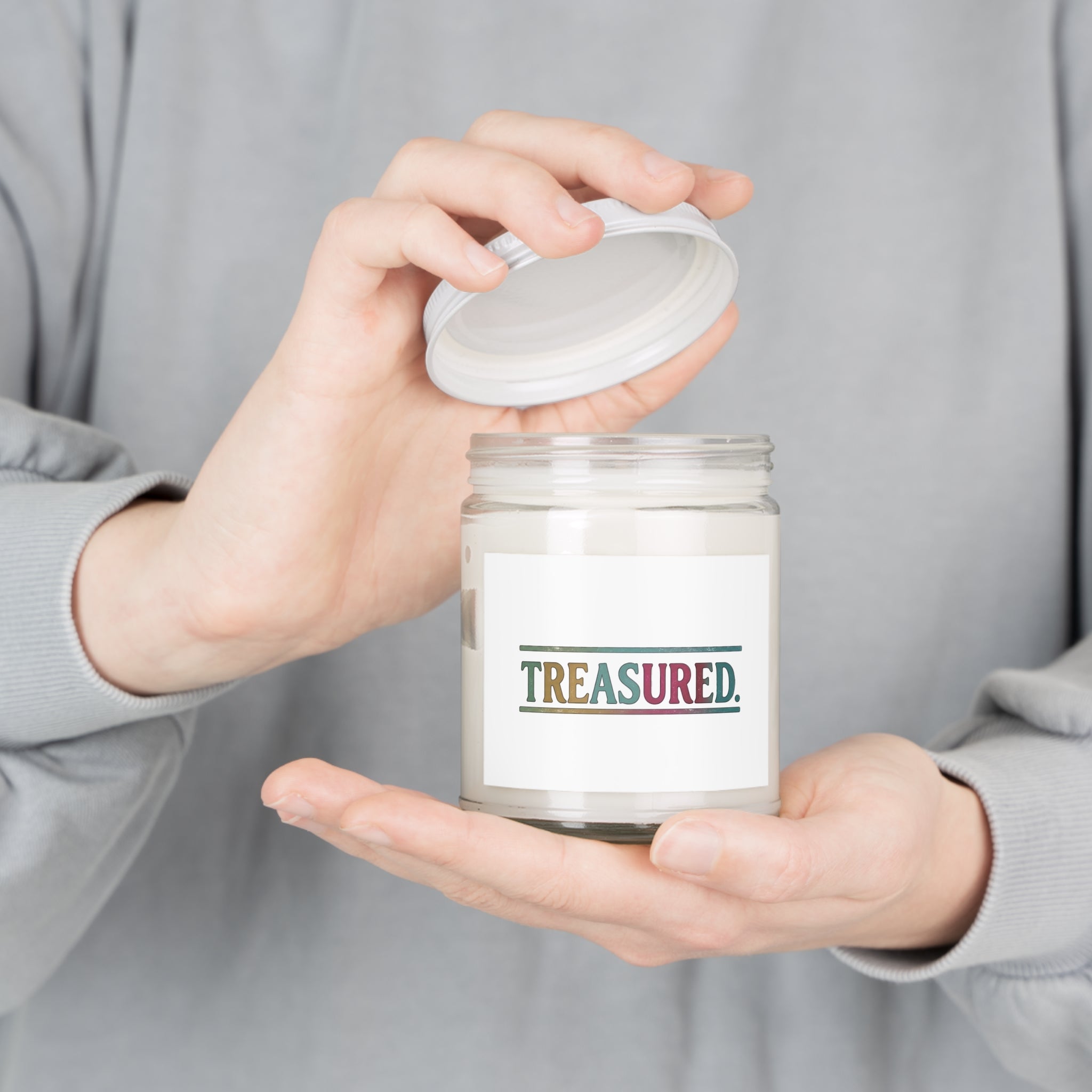 Treasured Scented Soy Candle – 9oz Jar with White Lid
