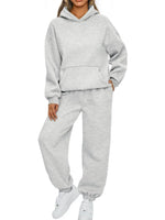 Full Size Kangaroo Pocket Hoodie and Joggers Set Plus Size thumbnail 6