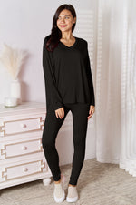 Basic Bae Full Size V-Neck Soft Rayon Long Sleeve Top and Pants Lounge Set thumbnail 7