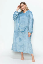 Double Take Full Size Pocketed Hooded Midi Lounge Dress thumbnail 15