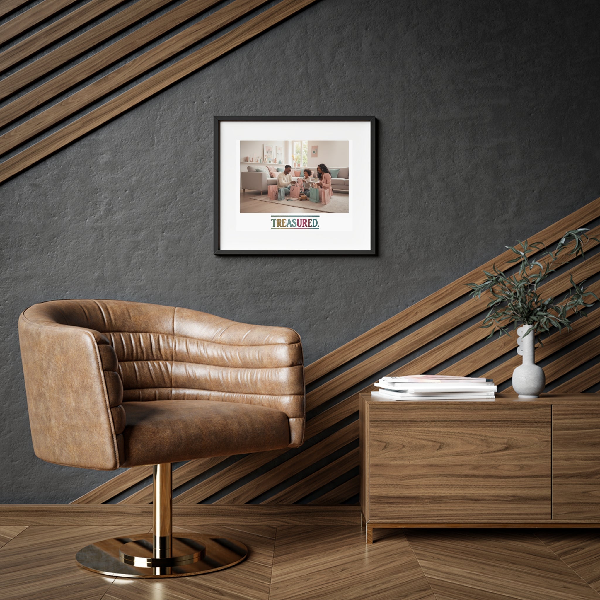 Framed Matte Poster — “Treasured.” Family Photo Print, Inspirational Home Wall Art