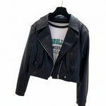 Women's Cropped PU Leather Jacket thumbnail 7