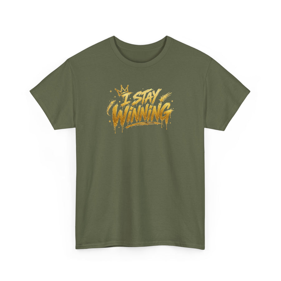 I Stay Winning T‑Shirt — Motivational Gold Script Tee