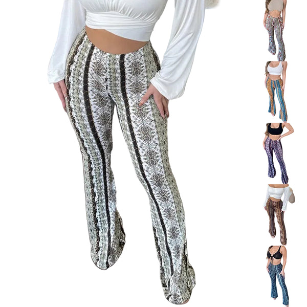 High Elastic Tight Pants Slim Sexy Print Trousers Womens Clothing