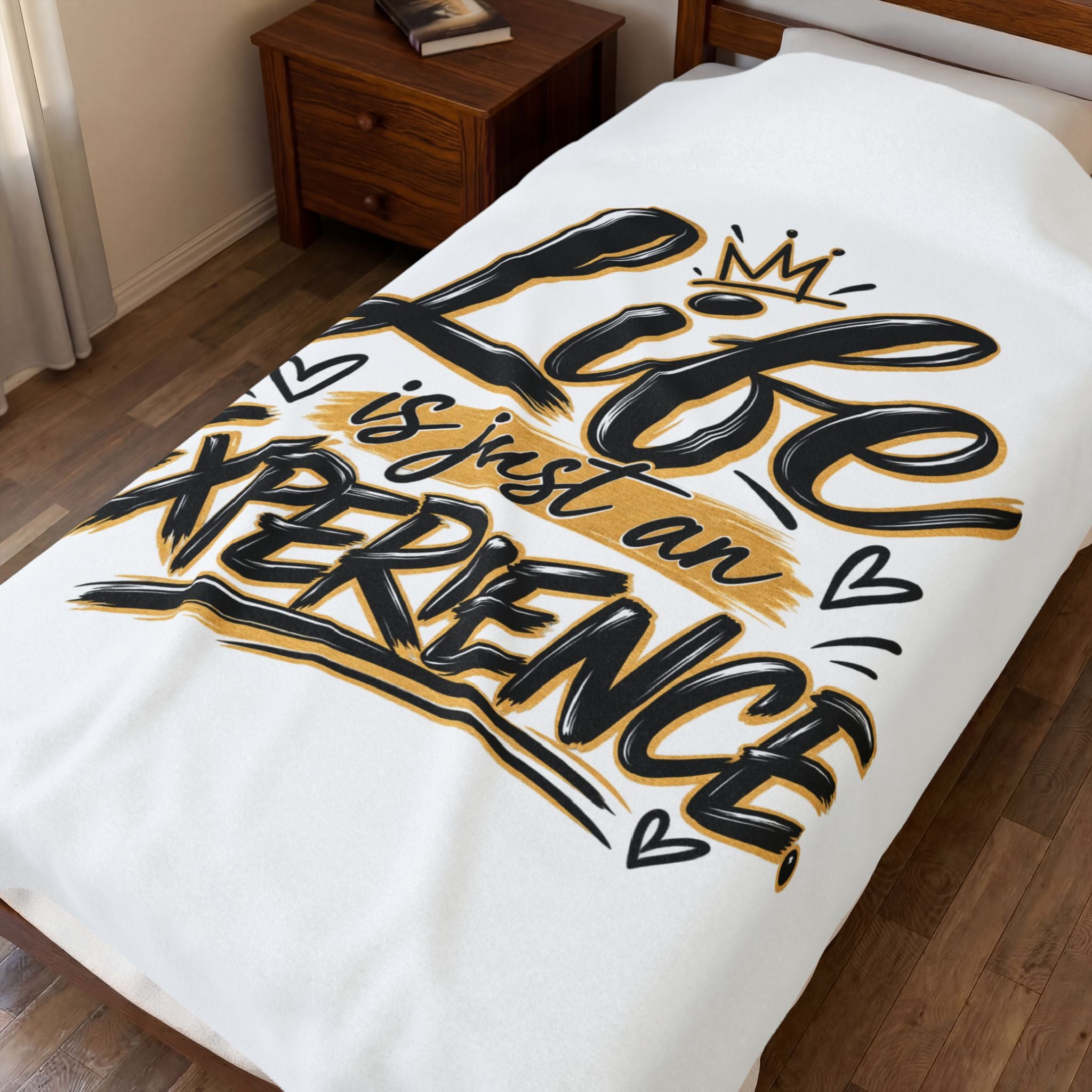 Velveteen Plush Blanket — "Life Is Just An Experience" Inspirational Throw