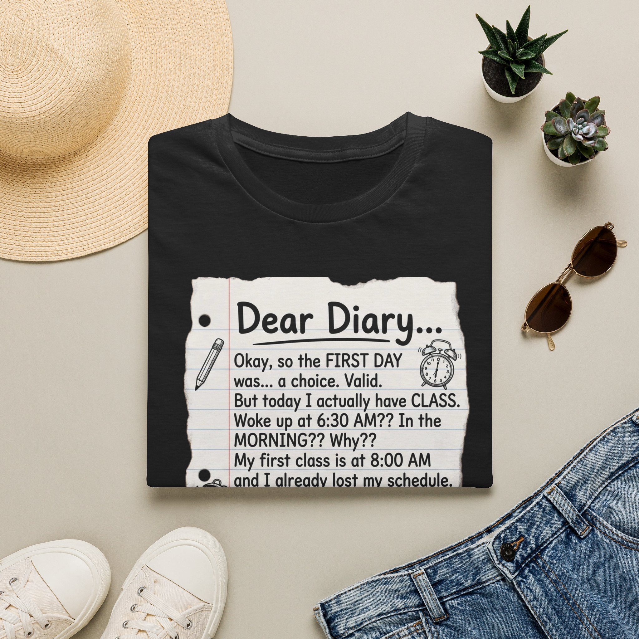 Dear Diary Funny Journal Quote T-Shirt — Back-to-School Student Humor Tee