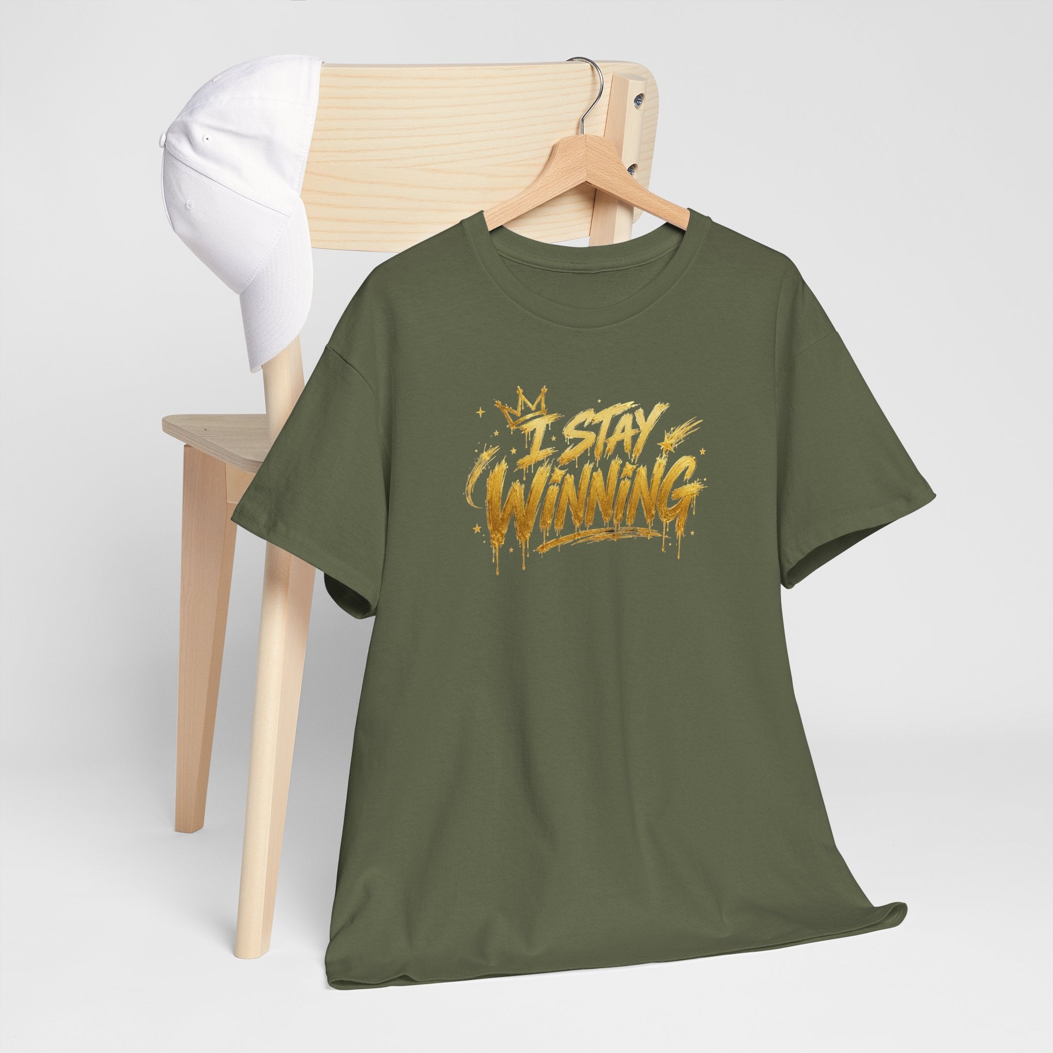 I Stay Winning T‑Shirt — Motivational Gold Script Tee