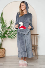 Double Take Full Size Pocketed Hooded Midi Lounge Dress thumbnail 7