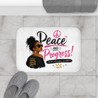 Peace and Progress Bath Mat — Bathroom Rug (BW)