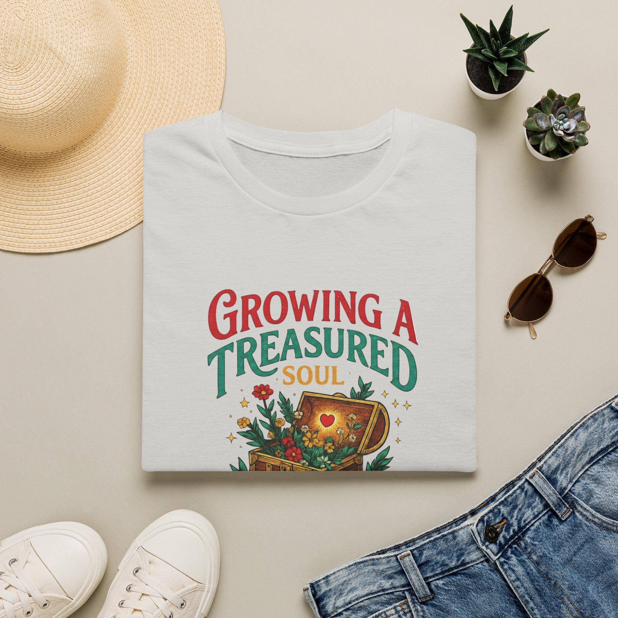 Growing a Treasured Soul T-Shirt — Inspirational Floral Treasure Chest Tee