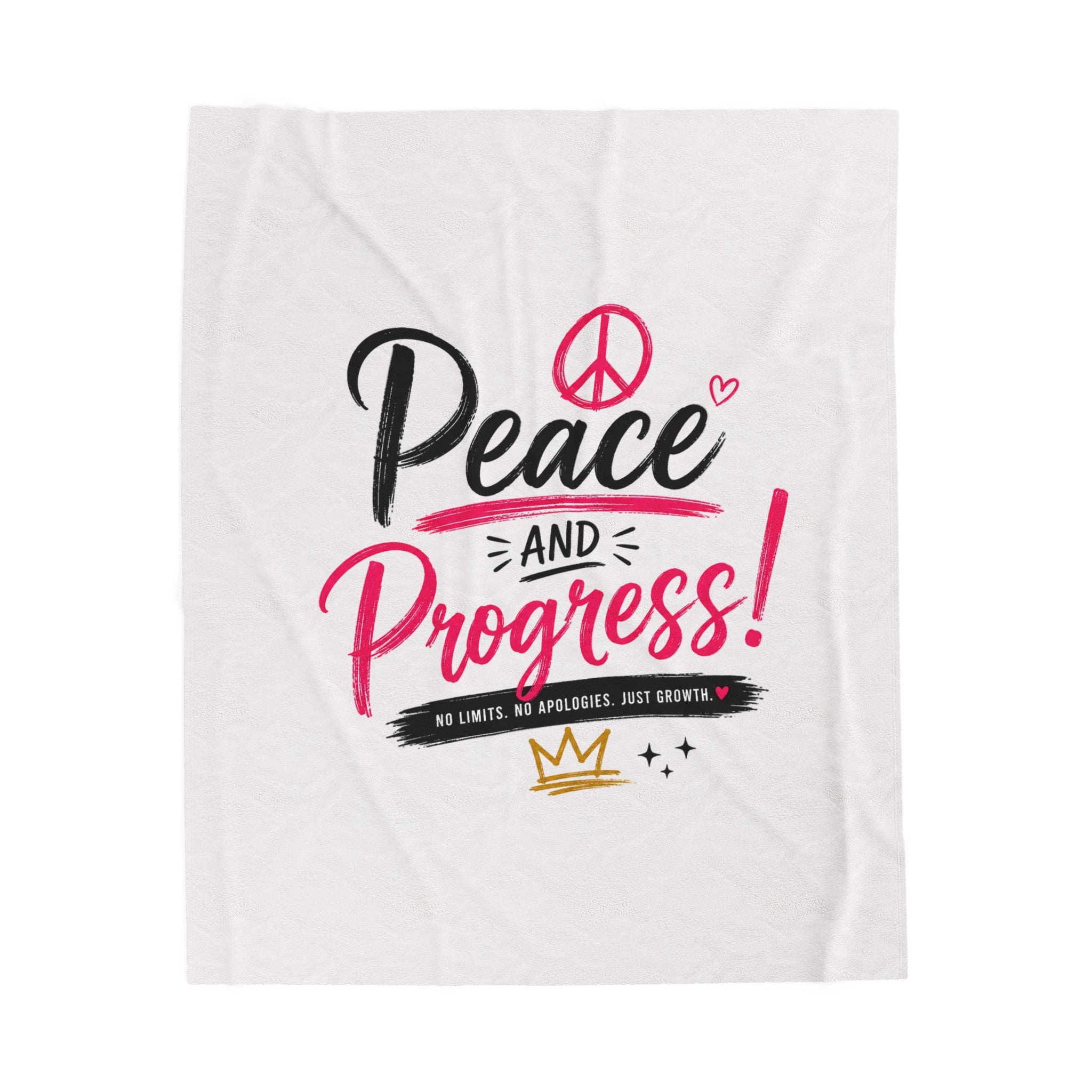 Velveteen Plush Blanket — “Peace and Progress!” Inspirational Throw