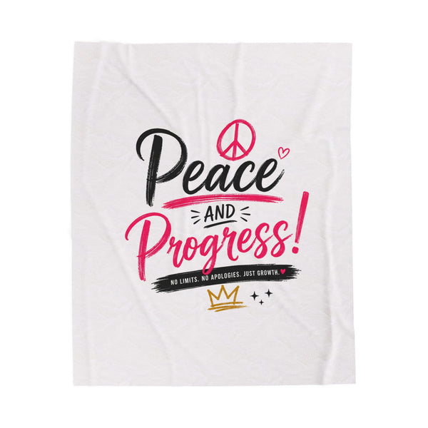 Velveteen Plush Blanket — “Peace and Progress!” Throw
