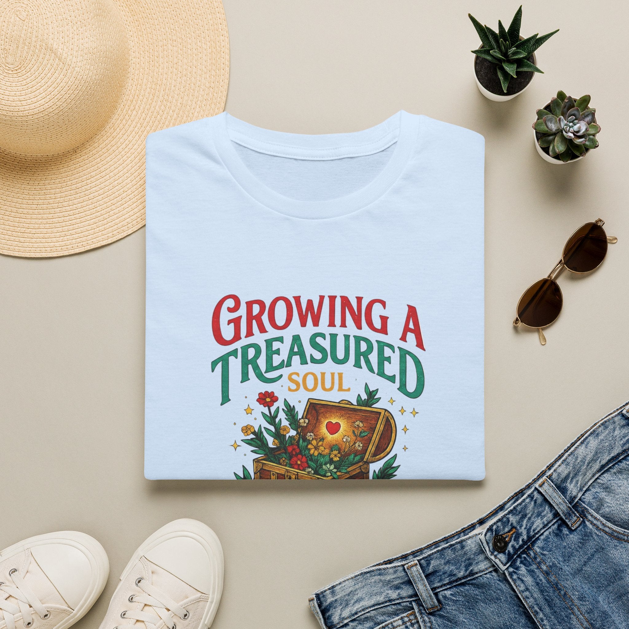 Growing a Treasured Soul T-Shirt — Inspirational Floral Treasure Chest Tee