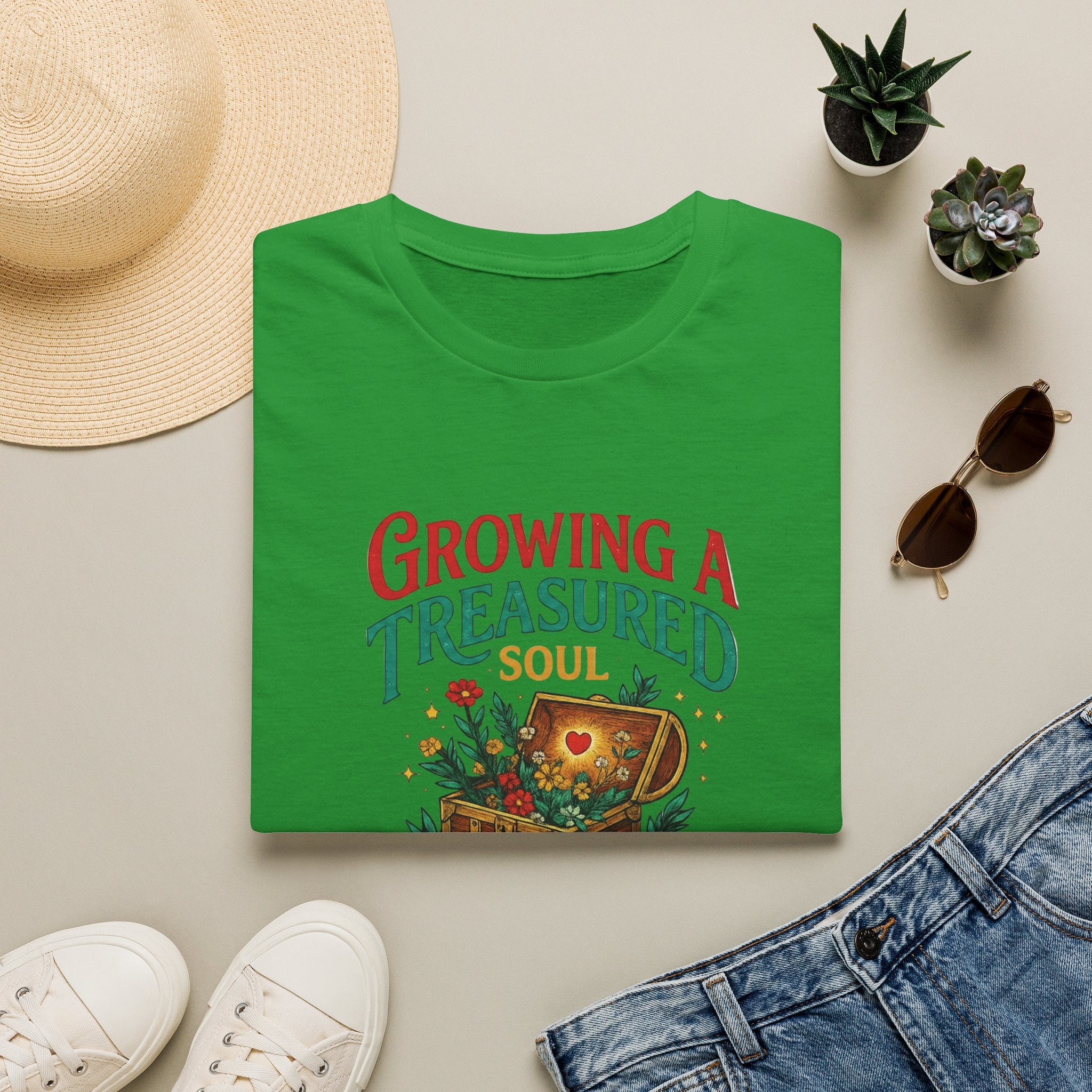Growing a Treasured Soul T-Shirt — Inspirational Floral Treasure Chest Tee