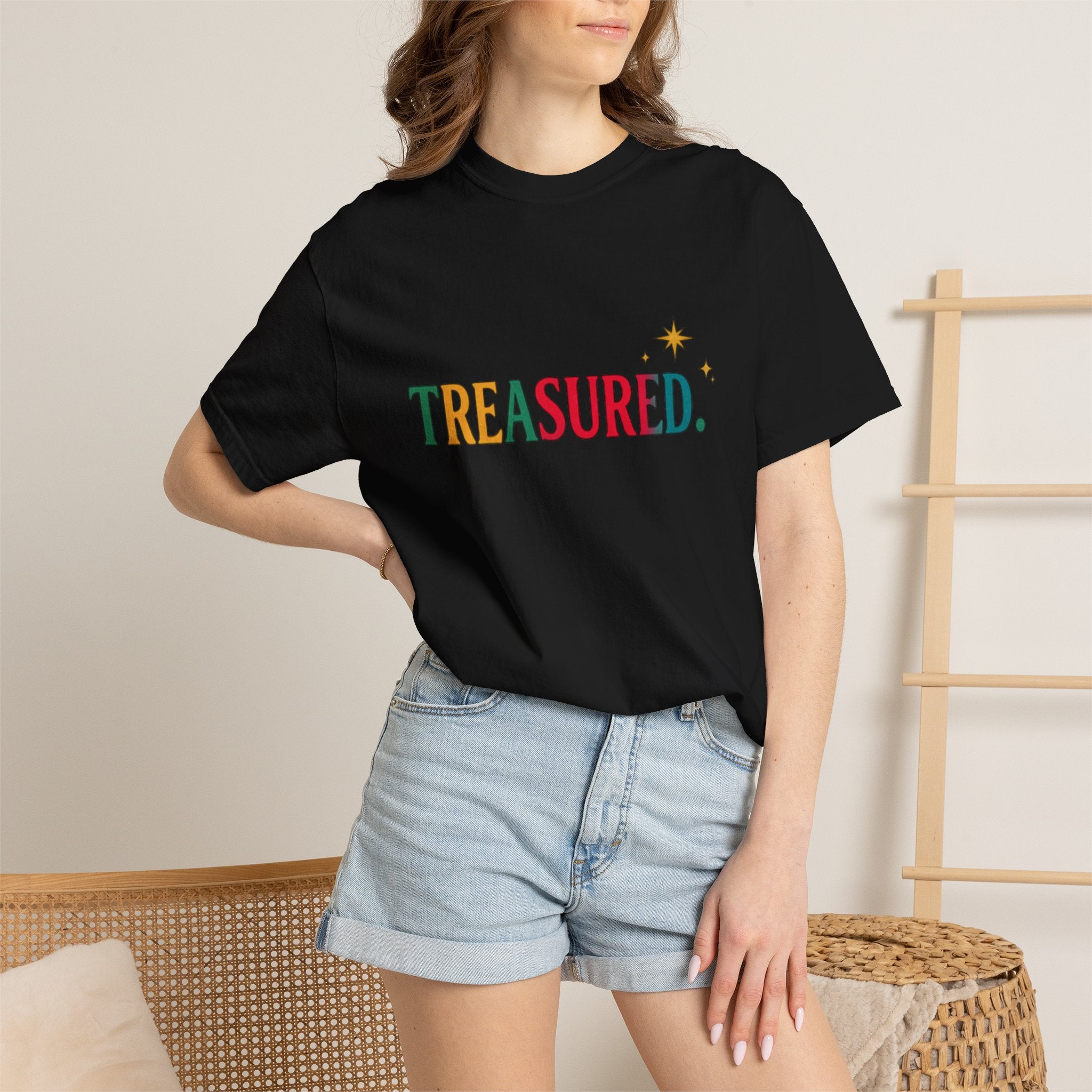 Treasured T-Shirt — Colorful Retro Text Graphic Tee