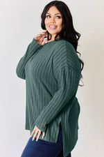 Basic Bae Full Size Ribbed Half Button Long Sleeve High-Low T-Shirt thumbnail 13