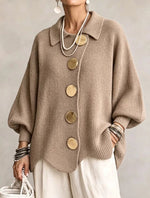 Button-down Cardigan Women's Fall Winter Lapel Button Knitted Jacket Long Sleeve Loose Fit Sweater Outerwear thumbnail 6