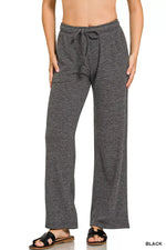 Zenana Ribbed Drawstring Lounge Pants thumbnail 1