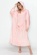 Double Take Full Size Pocketed Hooded Midi Lounge Dress thumbnail 2