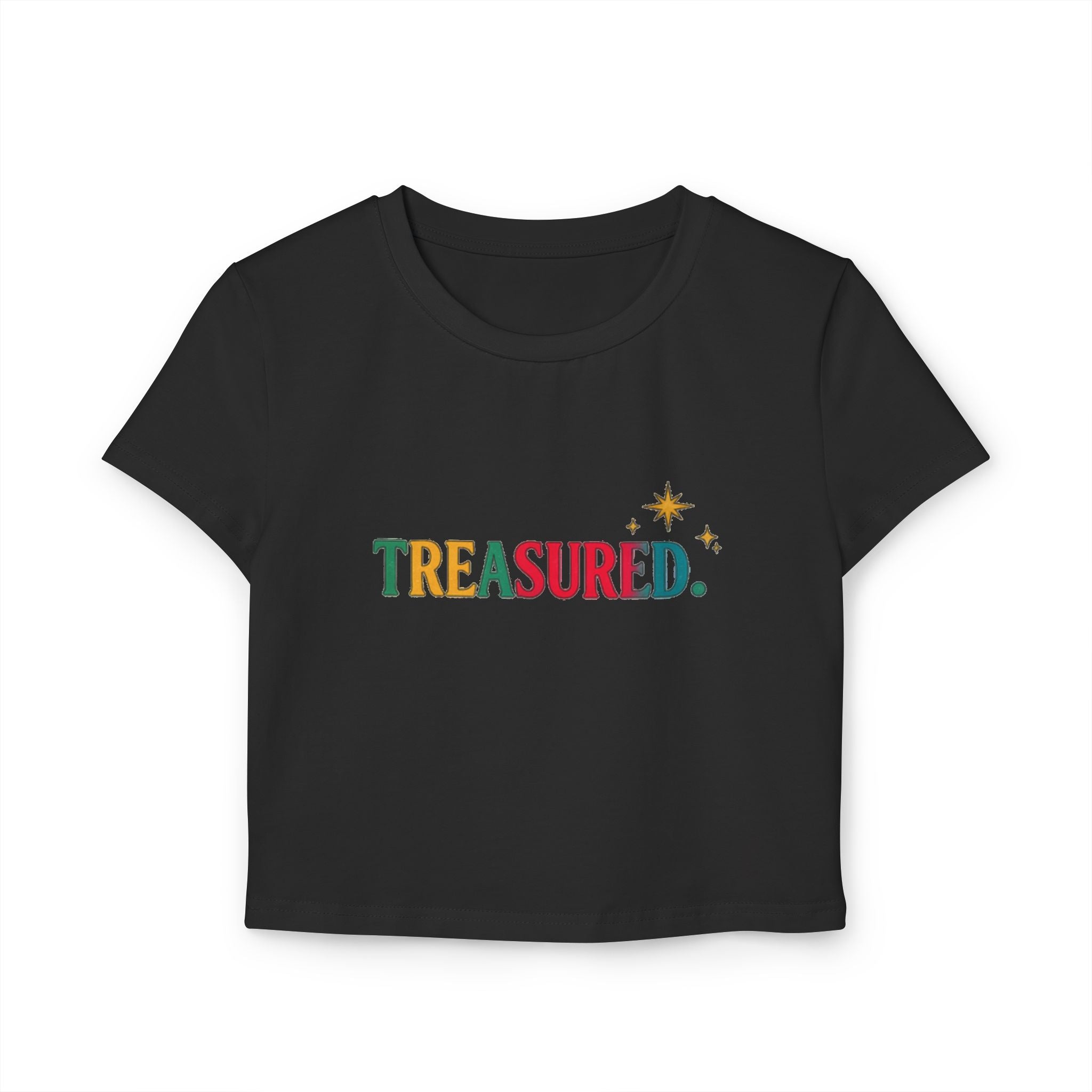 Treasured Crop Tee — Retro Color Block Women's Baby Tee