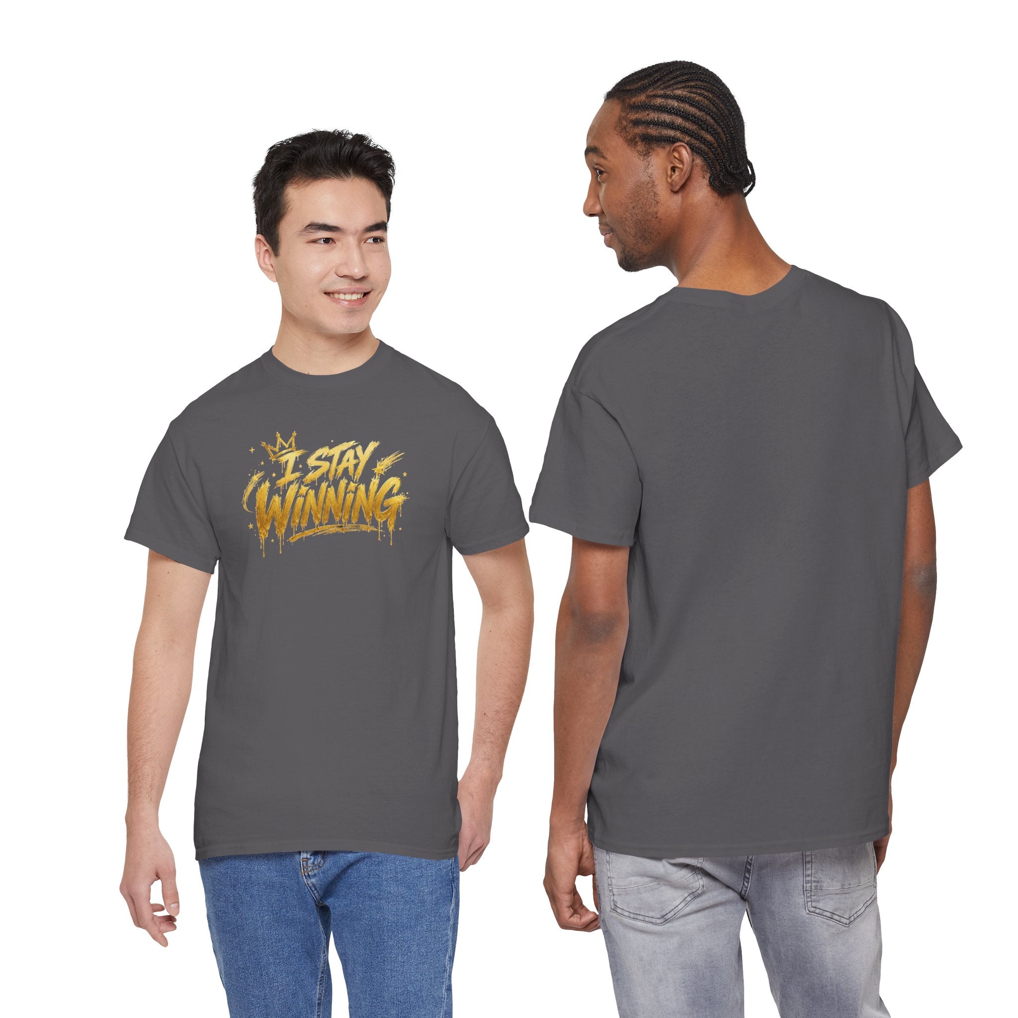 I Stay Winning T‑Shirt — Motivational Gold Script Tee