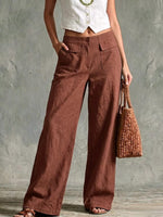 Solid Color Loose Fit Casual Pants - Elastic Waist Trousers thumbnail 9