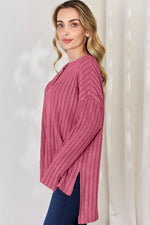 Basic Bae Full Size Ribbed Half Button Long Sleeve High-Low T-Shirt thumbnail 17