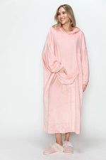 Double Take Full Size Pocketed Hooded Midi Lounge Dress thumbnail 4
