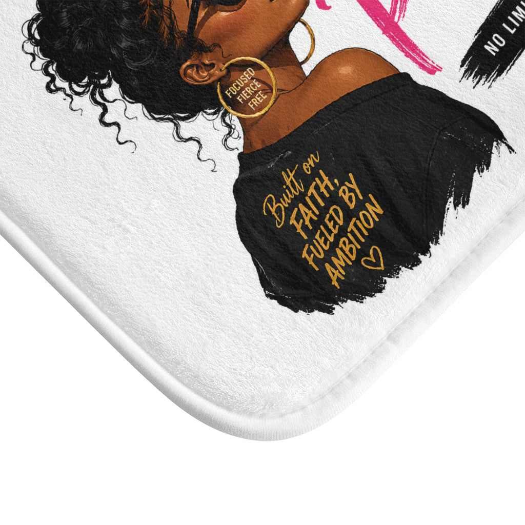 Peace and Progress Bath Mat — "Built on Faith, Fueled by Ambition" Inspirational Bathroom Rug