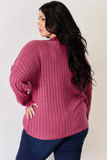 Basic Bae Full Size Ribbed Half Button Long Sleeve High-Low T-Shirt thumbnail 22