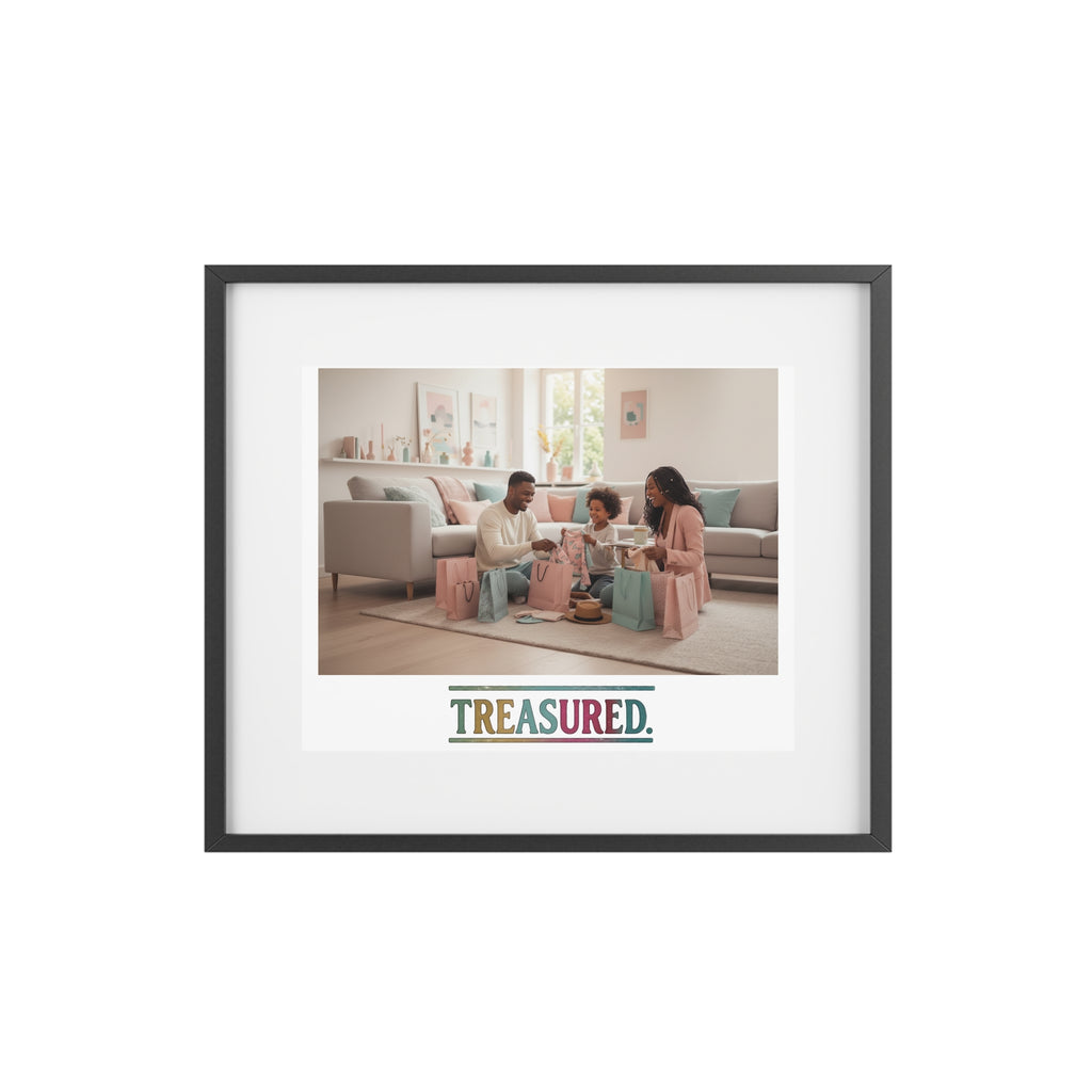 Framed Matte Poster — “Treasured.” Family Photo Print, Inspirational Home Wall Art