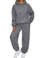 Full Size Kangaroo Pocket Hoodie and Joggers Set Plus Size thumbnail 8