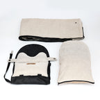 Set of black and beige bags on a white background