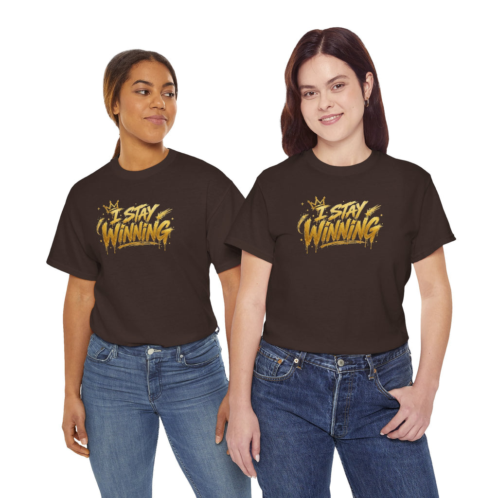 I Stay Winning T‑Shirt — Motivational Gold Script Tee