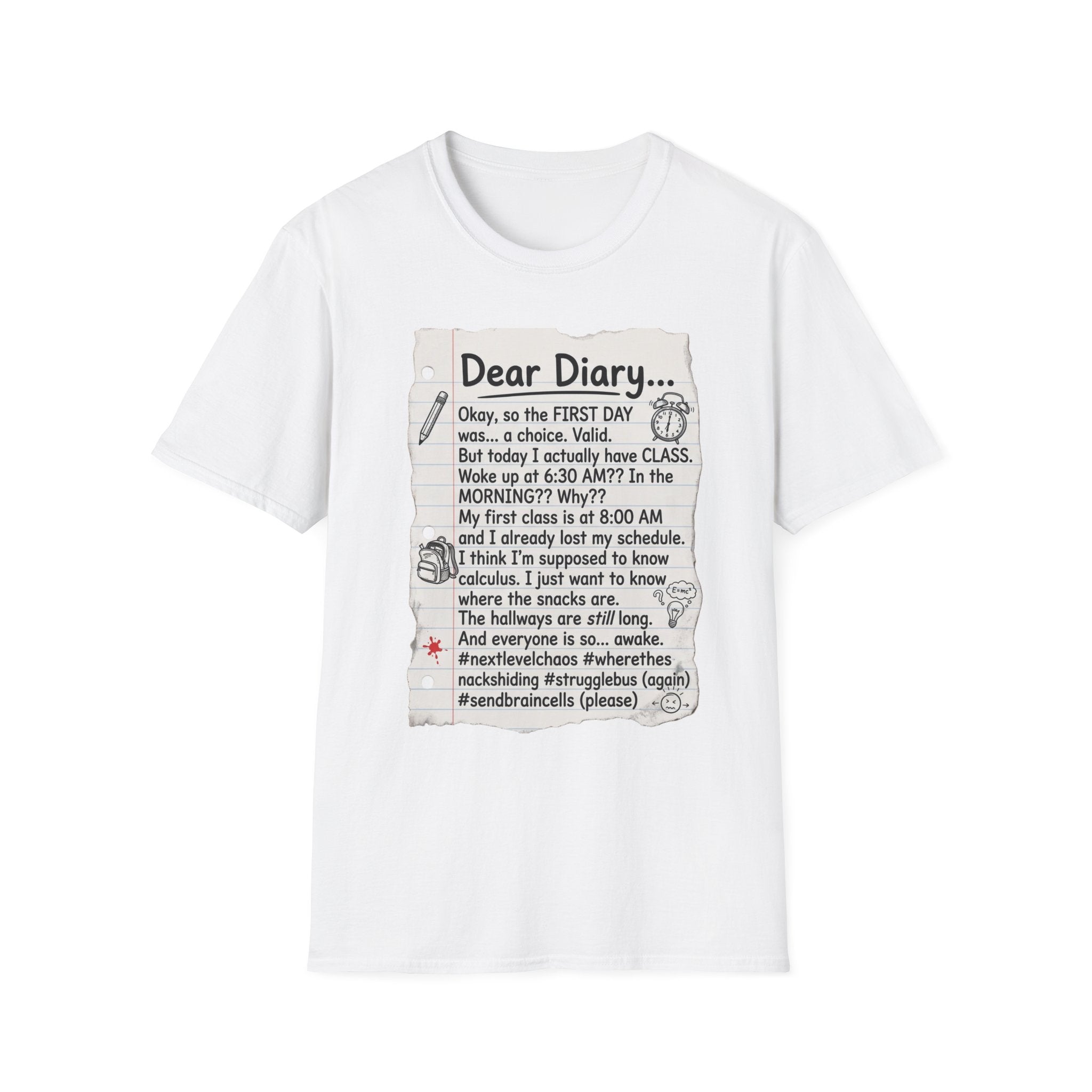 Dear Diary Funny Journal Quote T-Shirt — Back-to-School Student Humor Tee