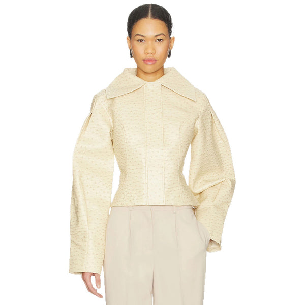 Individualized Pleated Long-sleeve High-waisted Short Jacket