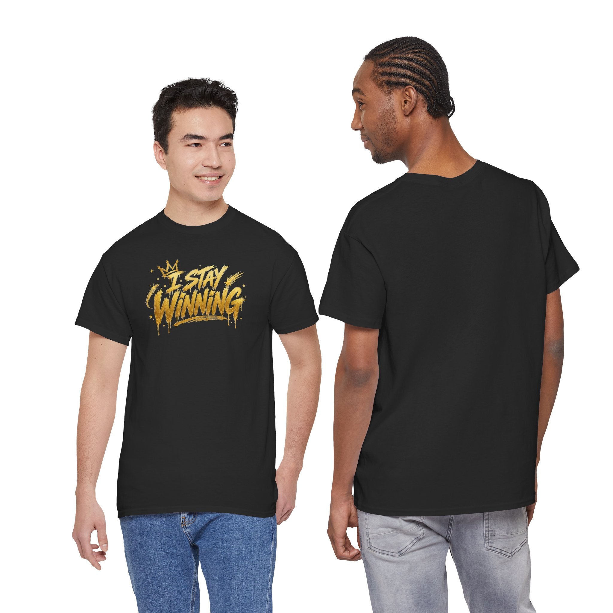 I Stay Winning T‑Shirt — Motivational Gold Script Tee