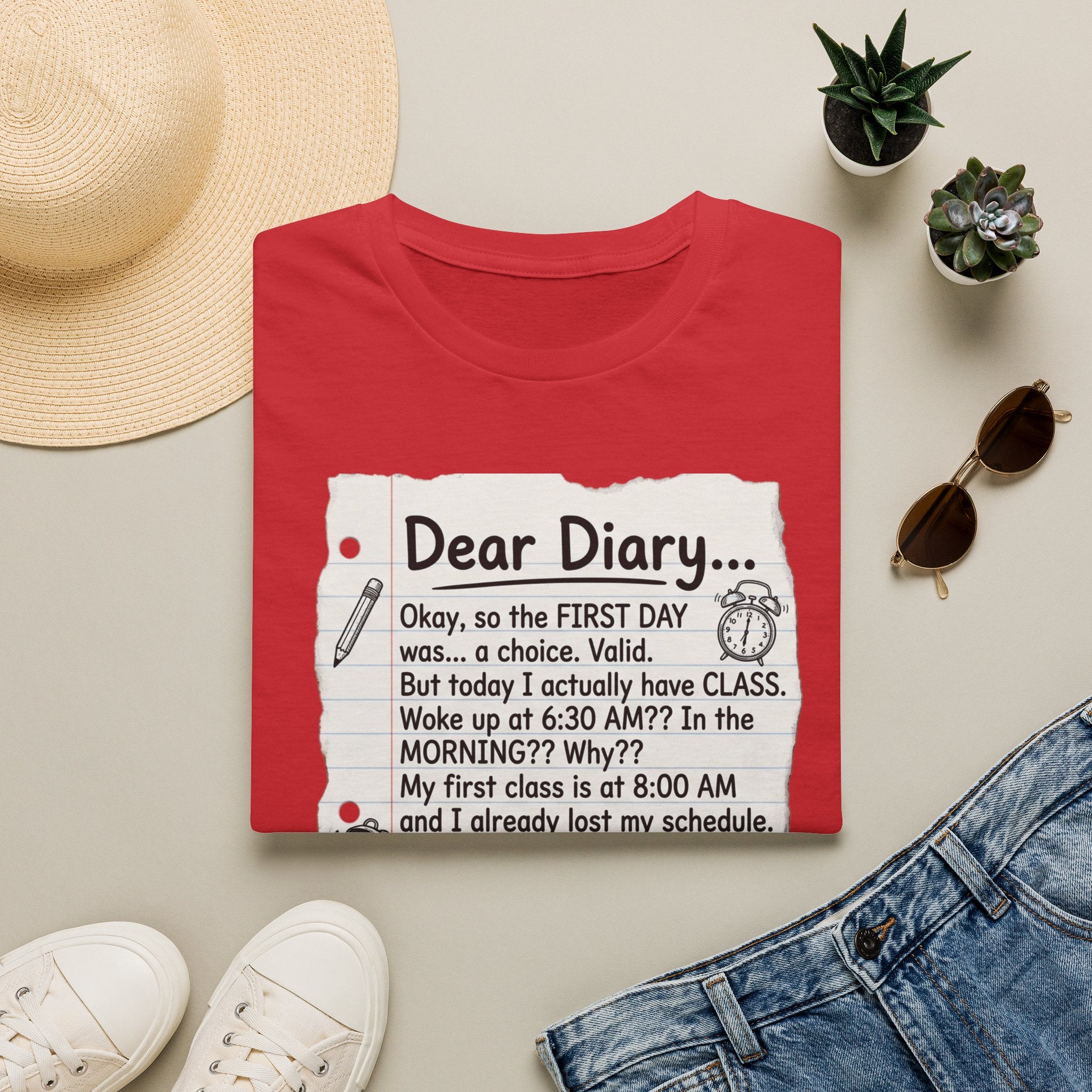 Dear Diary Funny Journal Quote T-Shirt — Back-to-School Student Humor Tee