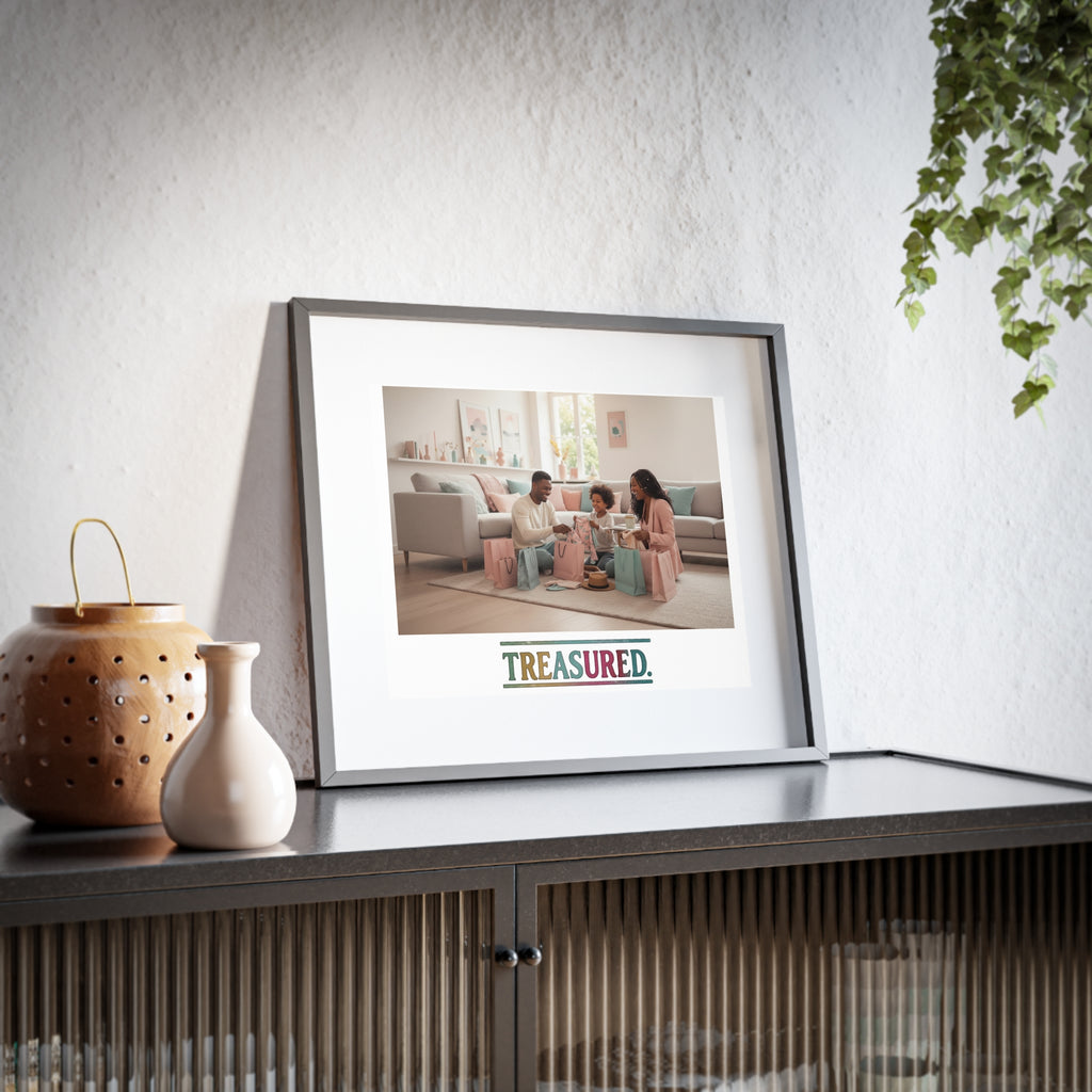 Framed Matte Poster — “Treasured.” Family Photo Print, Inspirational Home Wall Art
