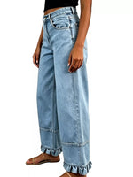 Full Size High-Waisted Wide-Leg Ruffled Hem Jeans Plus Size thumbnail 4