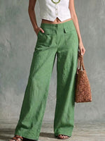 Solid Color Loose Fit Casual Pants - Elastic Waist Trousers thumbnail 16