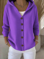Button-Front Hooded Knit Cardigan | Relaxed Fit Sweater thumbnail 15