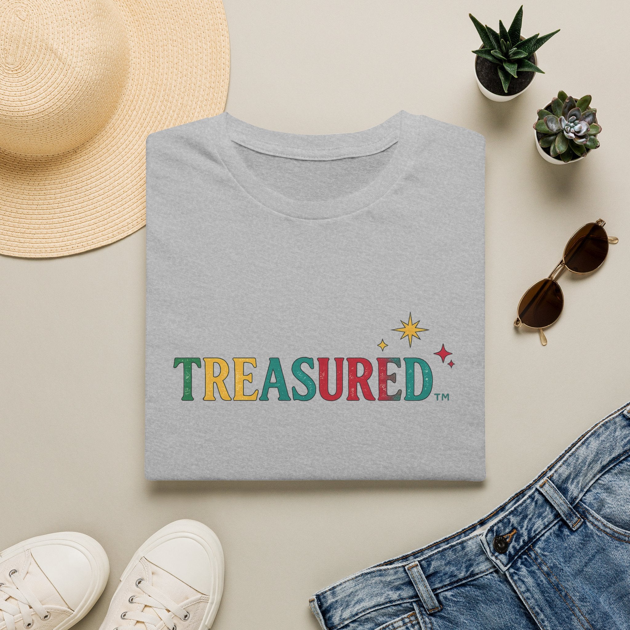 Treasured Graphic T-Shirt — Colorful Retro Lettering with Star Accent