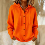 Women's Relaxed Fit Hooded Cardigan - Casual Loose Knit Sweater Jacket for Daily Wear thumbnail 8