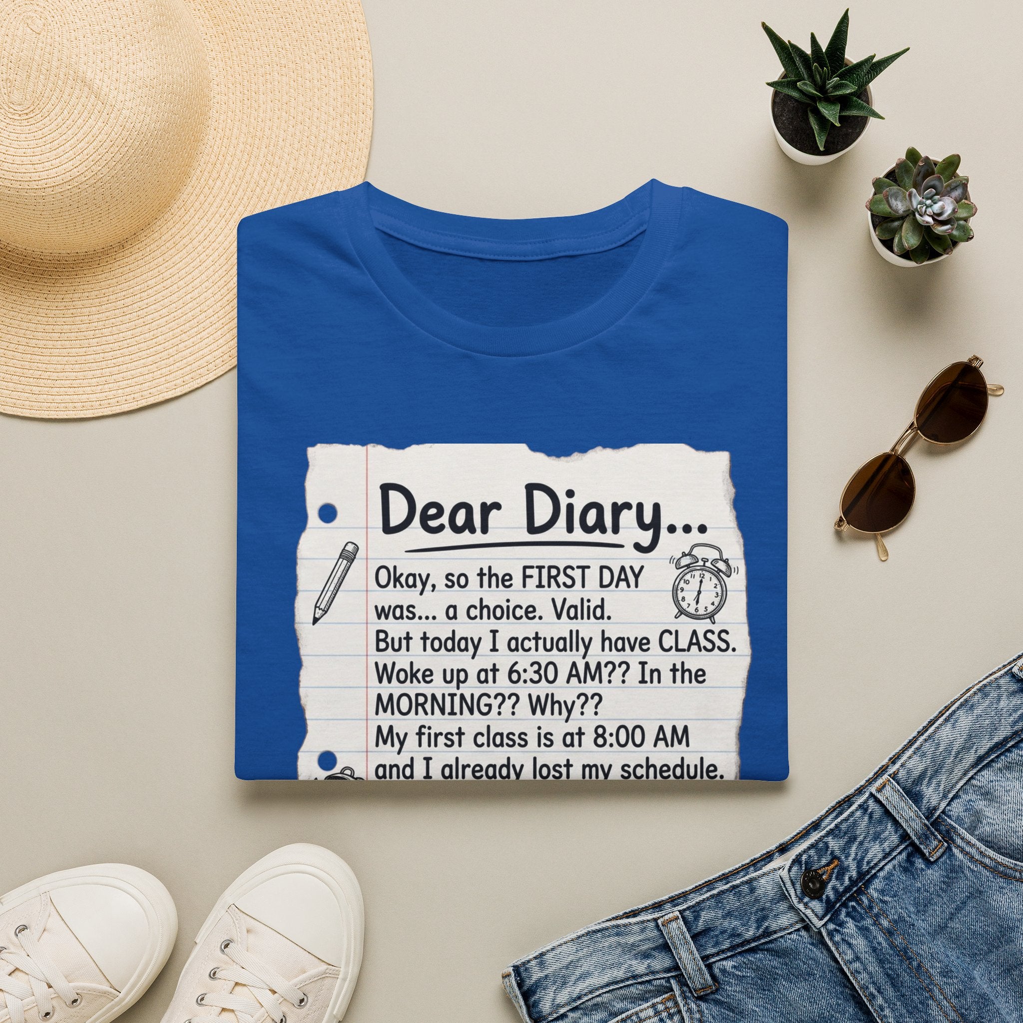 Dear Diary Funny Journal Quote T-Shirt — Back-to-School Student Humor Tee