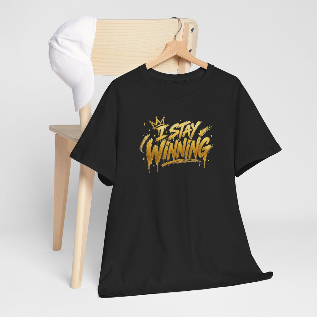 I Stay Winning T‑Shirt — Motivational Gold Script Tee