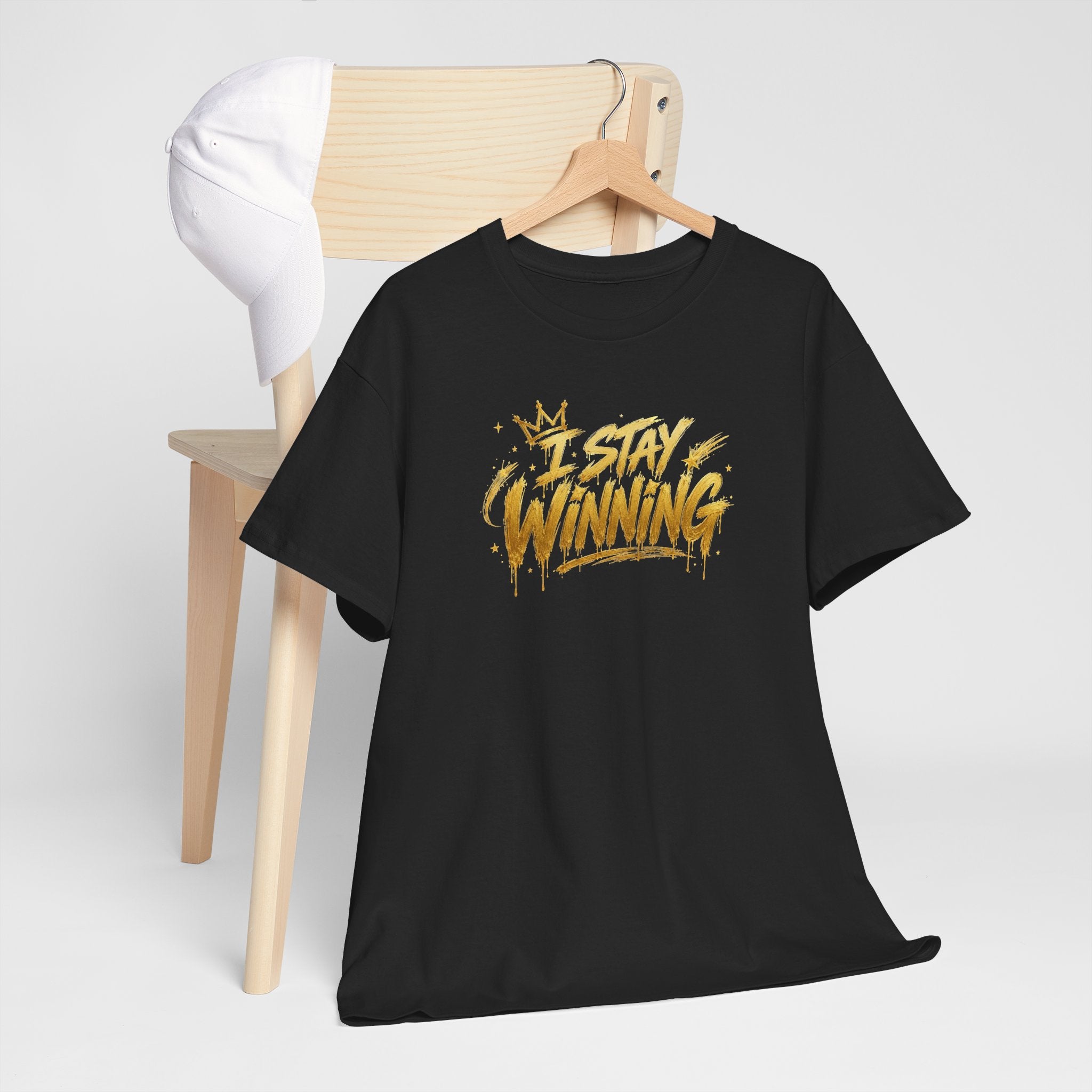 I Stay Winning T‑Shirt — Motivational Gold Script Tee