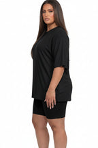 Plus Size Loose Fit Top & Biker Shorts Set
