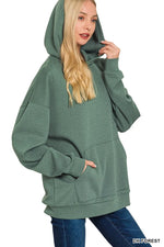 Zenana Oversized Scuba Hoodie with Kangaroo Pocket thumbnail 2